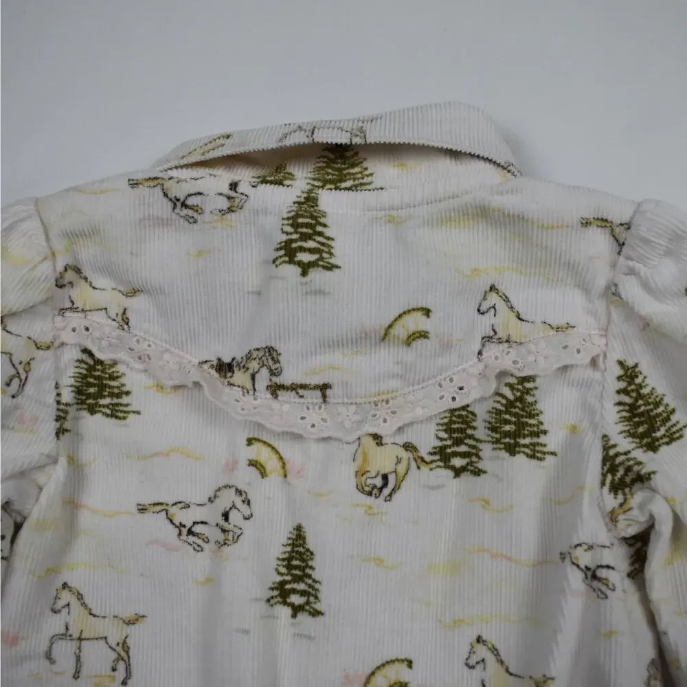 Gymboree Girls 12-18 Month Corduroy Horse Shirt Long Sleeve Western Cowgirl Top